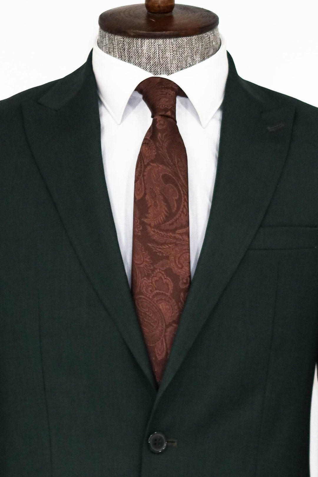 2 Piece Patterned Slim Fit Dark Green Men Suit - Wessi