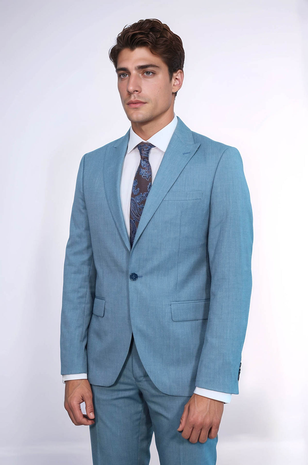 Desenli 2 Parça Slim Fit Yağ Yeşili Erkek Takım Elbise - Wessi