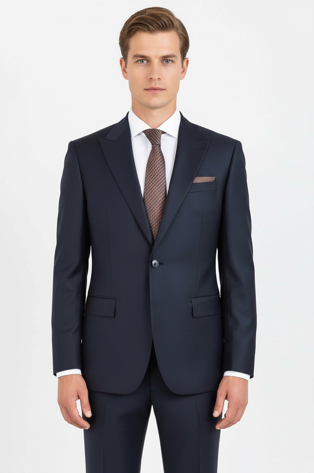 Wool Navy Blue Men Suit - Wessi