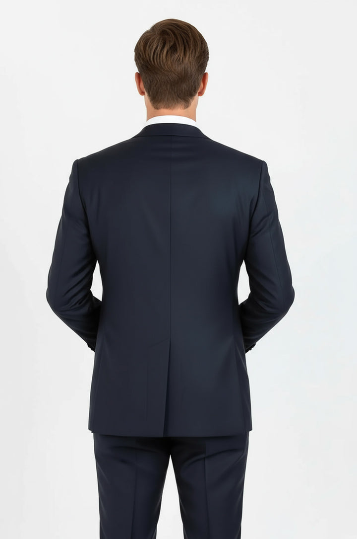 Wool Navy Blue Men Suit - Wessi