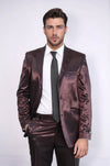 Two Buttons Two Piece Slim Fit Satin Brown Men Suit