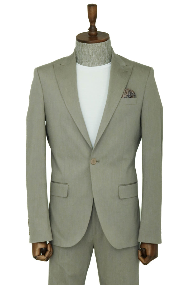 Single Buttons 2 Piece Beige Men Suit - Wessi