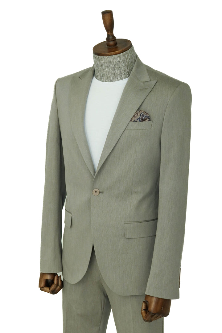 Single Buttons 2 Piece Beige Men Suit - Wessi