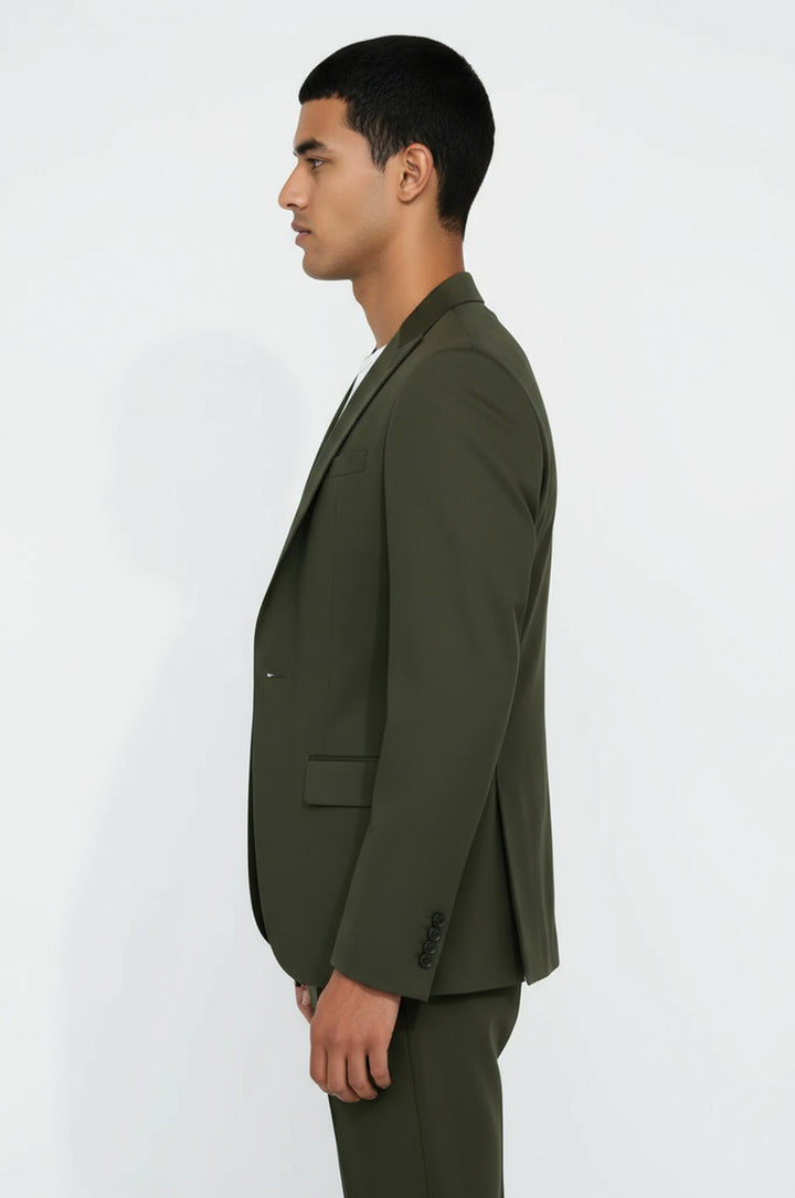 Tek Düğmeli 2 Parça Yeşil Erkek Takım Elbise - Wessi