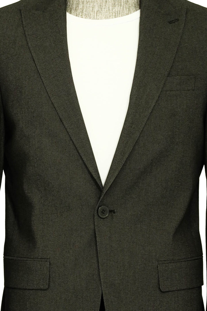 Single Buttons 2 Piece Black Men Suit - Wessi