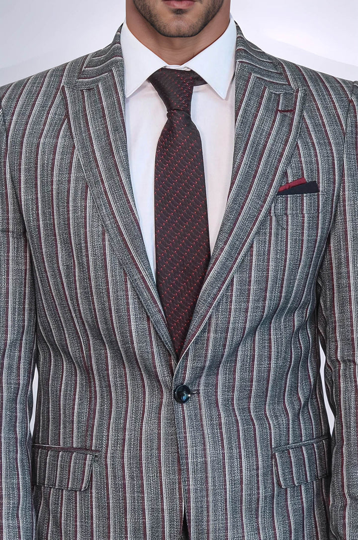 Traje de hombre gris de dos piezas a rayas - Wessi