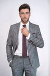 Traje de hombre gris de dos piezas a rayas - Wessi