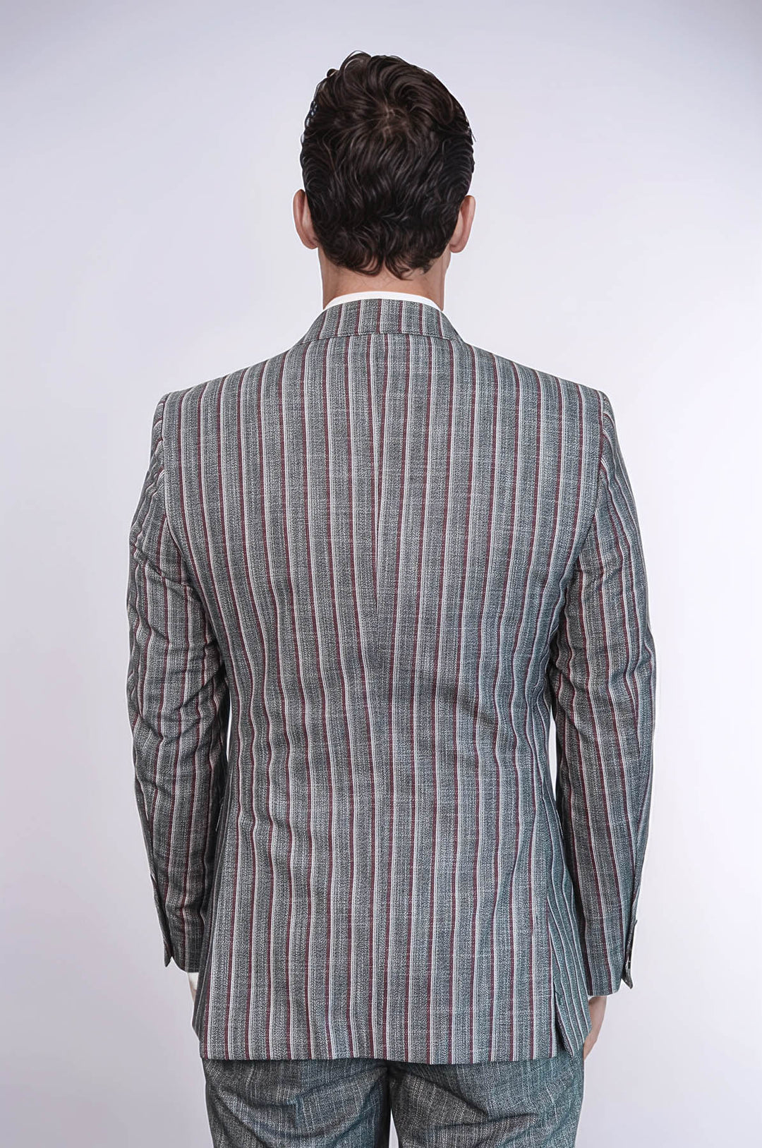 Traje de hombre gris de dos piezas a rayas - Wessi