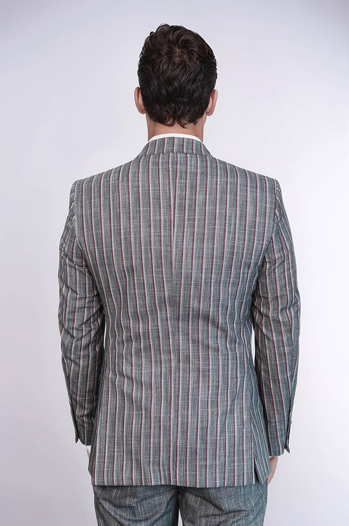 Traje de hombre gris de dos piezas a rayas - Wessi