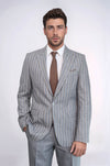 Blazer de rayas con pantalón liso, traje gris para hombre - Wessi