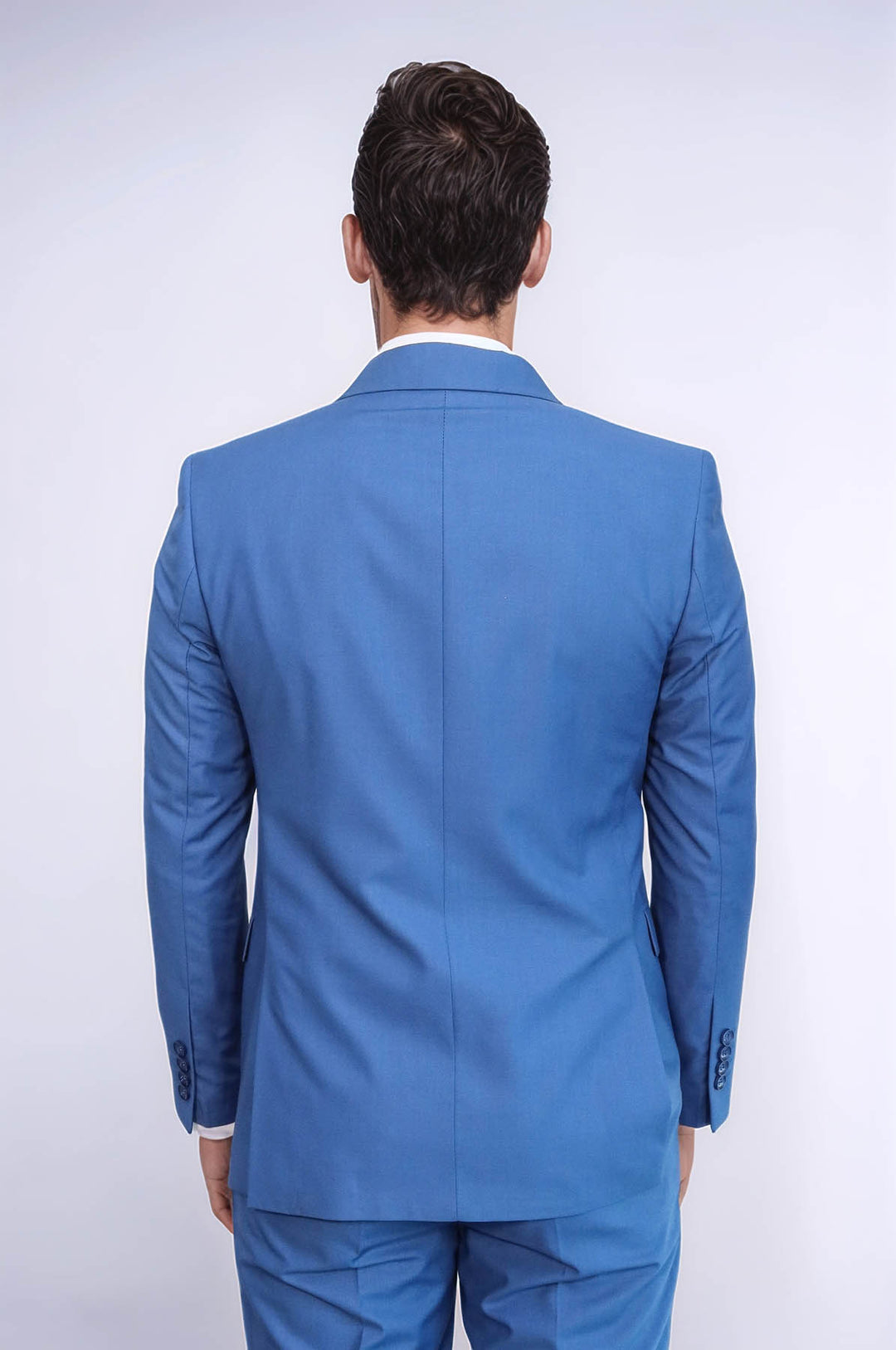 Çift Düğmeli Slim Fit Mavi Erkek Takım Elbise - Wessi