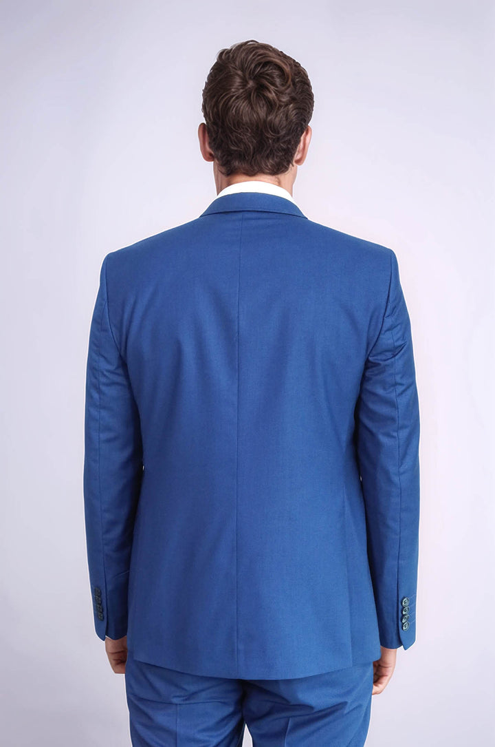Plain Vested Navy Blue Men's Suit | Wessi