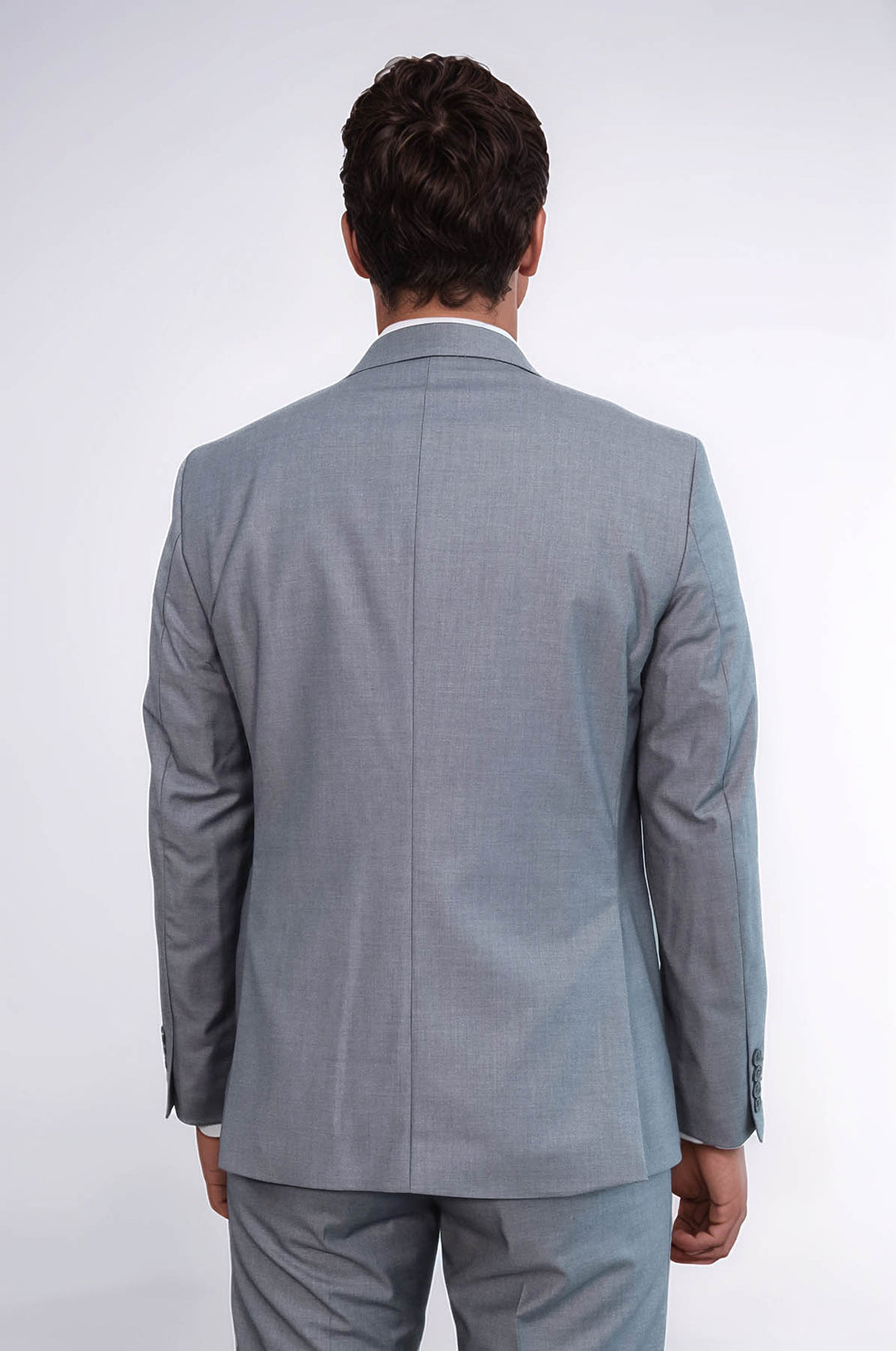 Grey Men's Plain Suit with Vest - Wessi