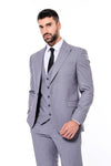 Grey Men's Plain Suit with Vest - Wessi