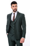 Green Men's Plain Suit with Vest - Wessi