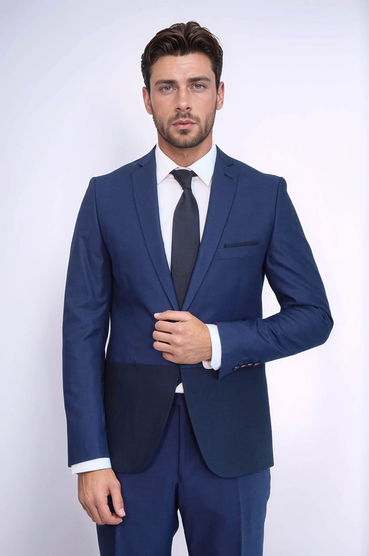 Fragmental Navy Blue Men Suit | Wessi