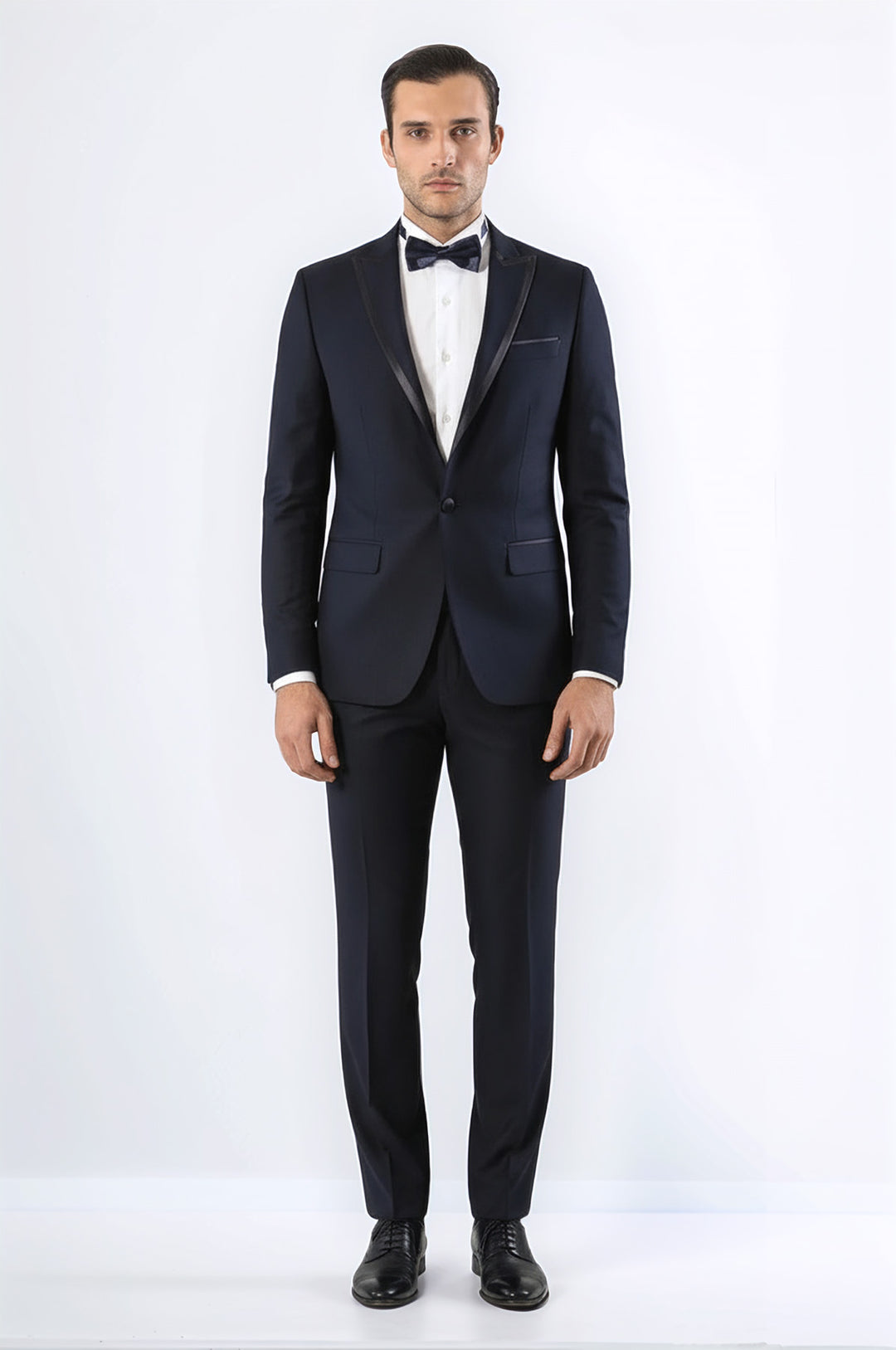 Çıkarılabilir Yaka Erkek Mavi Tuxedo Takım Elbise | Wessi