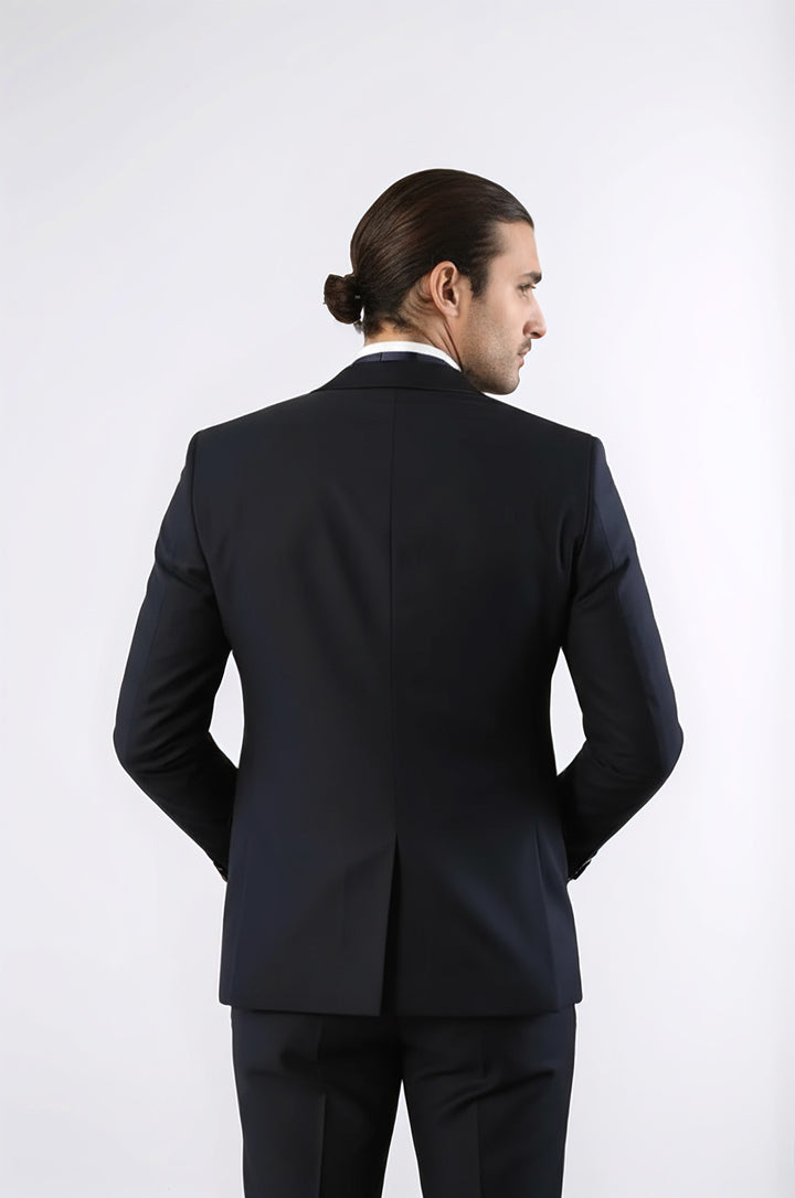 Çıkarılabilir Yaka Erkek Mavi Tuxedo Takım Elbise | Wessi