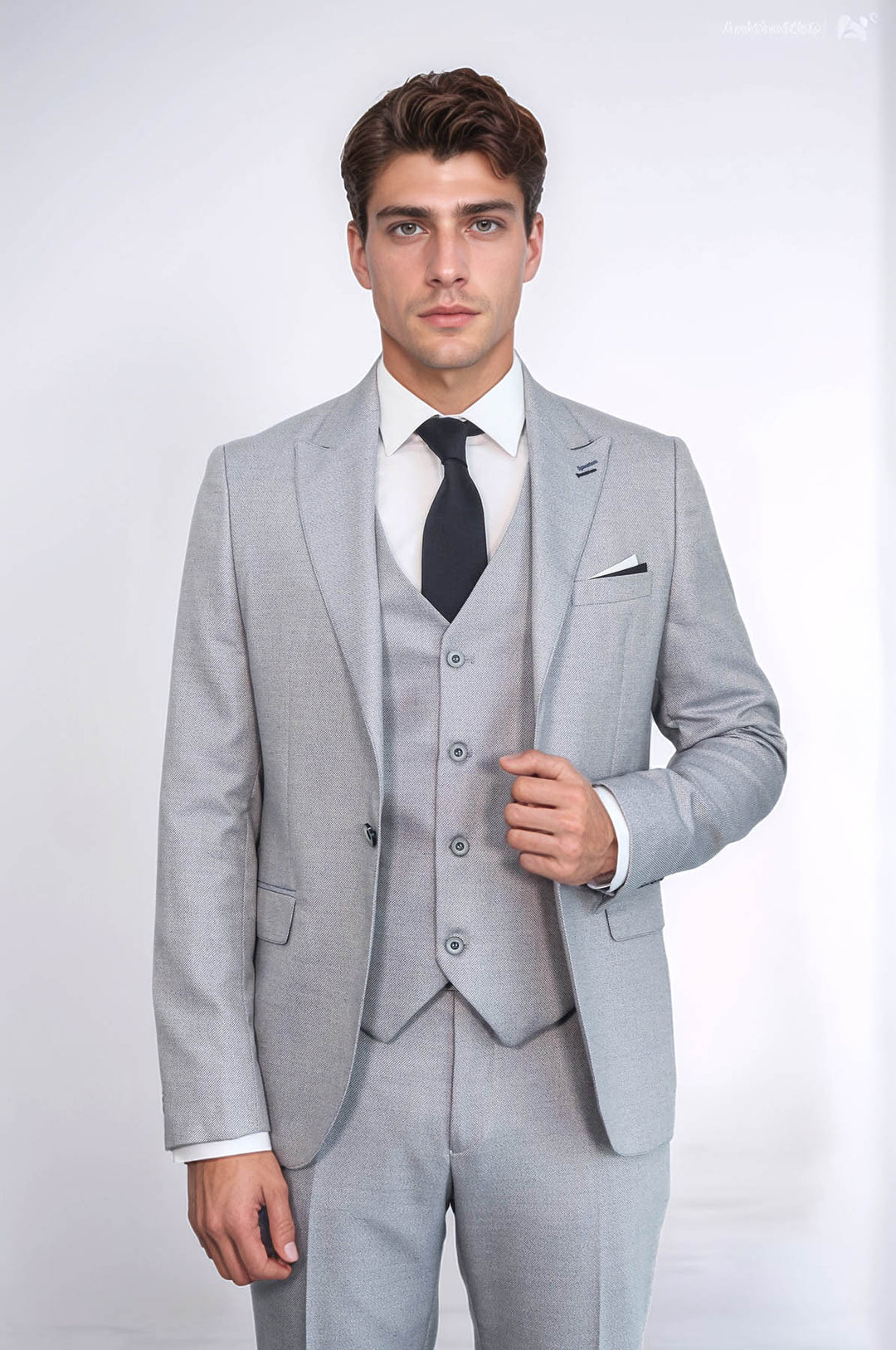 Traje de tres piezas estampado azul claro | Wessi