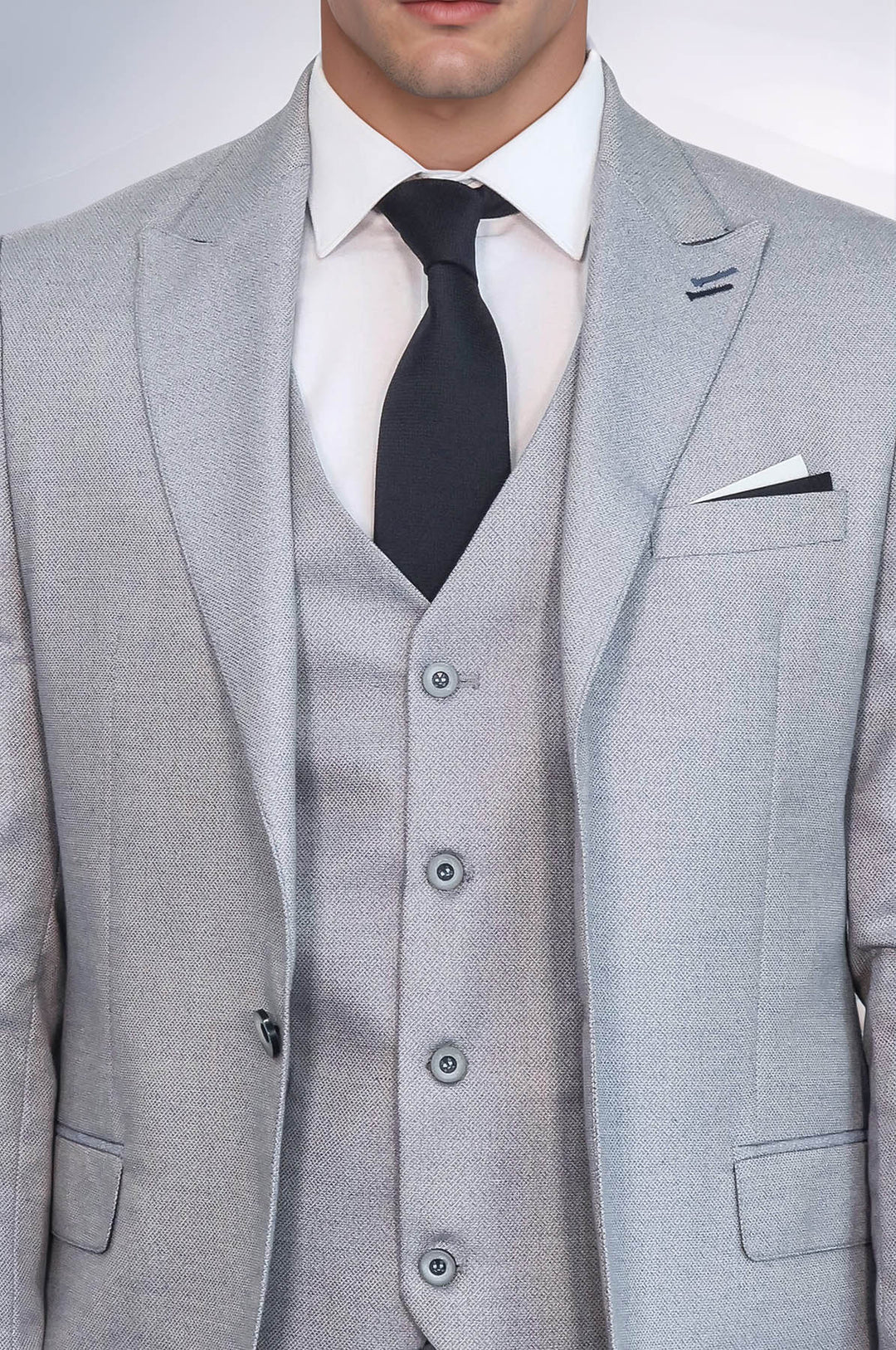 Traje de tres piezas estampado azul claro | Wessi