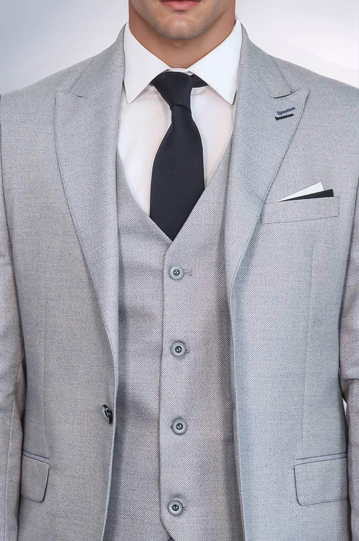 Traje de tres piezas estampado azul claro | Wessi