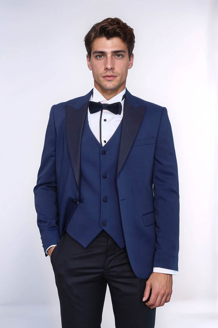 Dot-Patterned Navy Tuxedo - Wessi