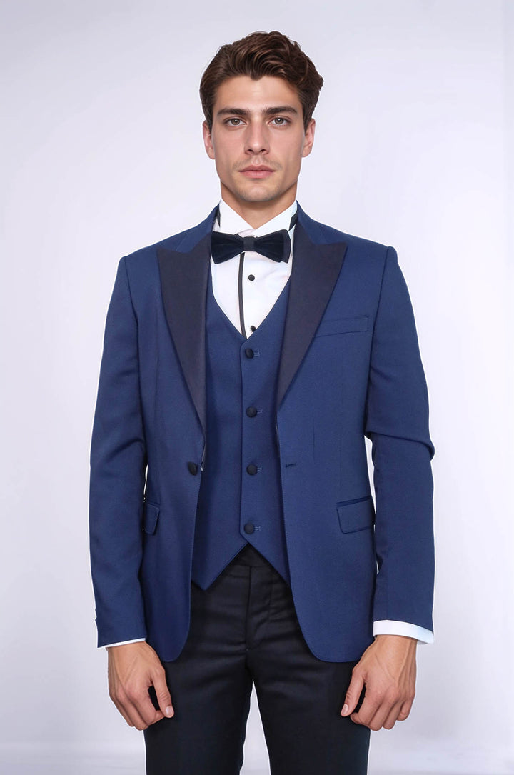 Dot-Patterned Navy Tuxedo - Wessi
