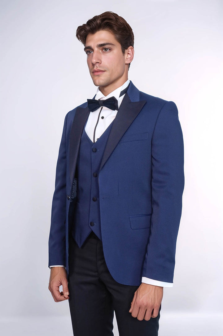 Dot-Patterned Navy Tuxedo - Wessi
