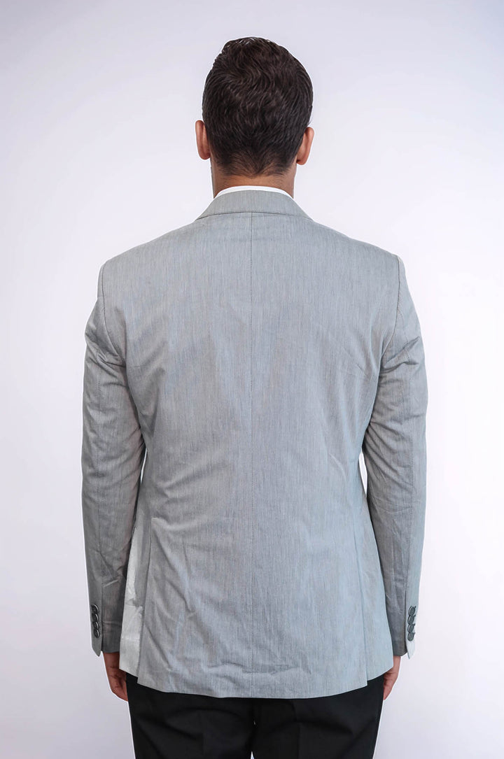 Traje de hombre gris con chaleco cruzado negro - Wessi