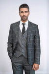 Anthracite  Blue Plaid 3 Piece Slim Fit Suit - Wessi