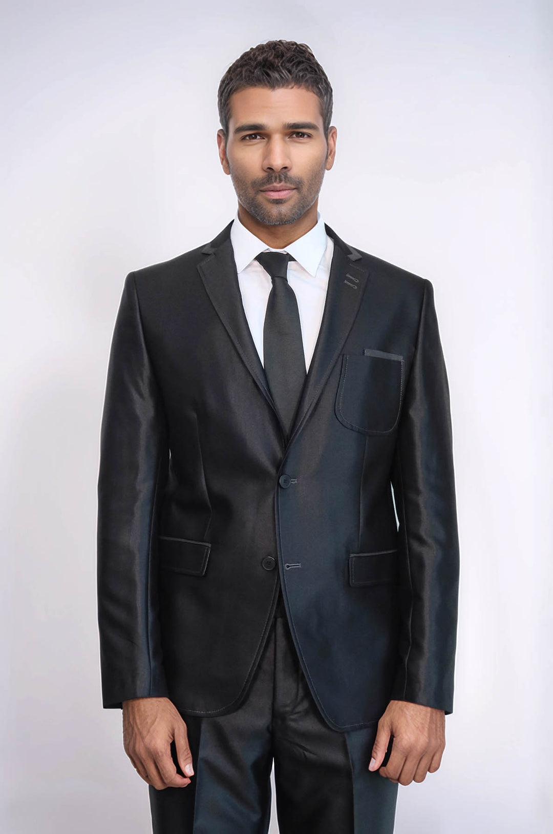 Traje negro brillante para hombre - Wessi