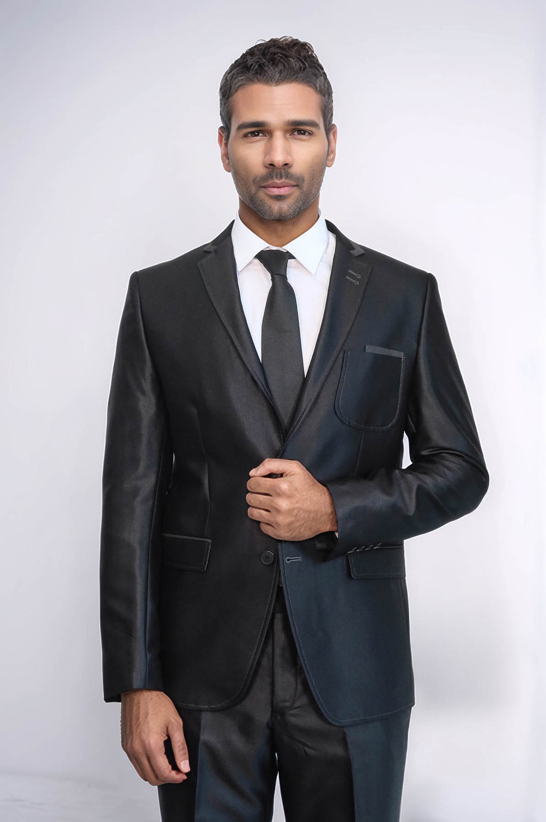 Traje negro brillante para hombre - Wessi