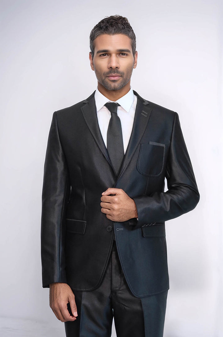 Traje negro brillante para hombre - Wessi