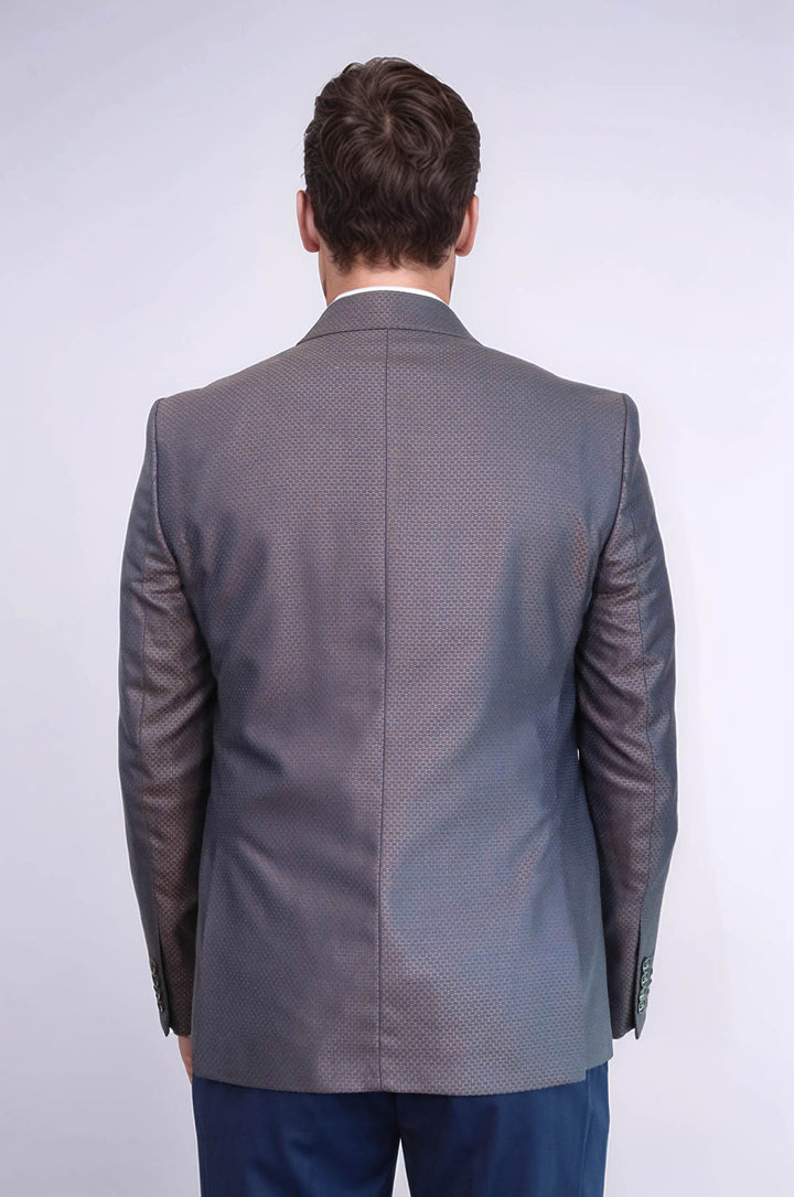 Traje de hombre azul marino y marrón con estampado - Wessi