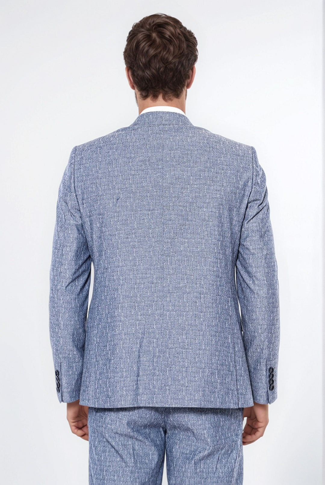 Linen Touch Mavi Erkekler 3 Parça Takım Elbise - Wessi