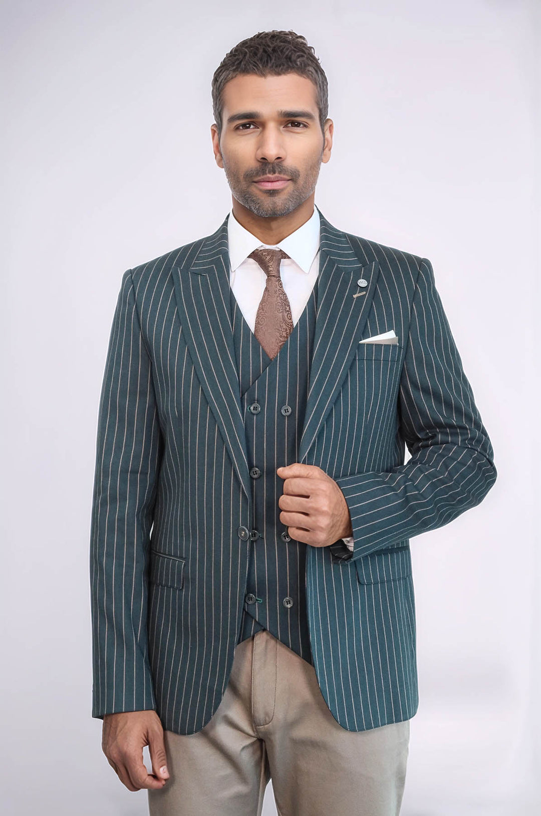 Chaqueta de rayas verde para hombre | Wessi