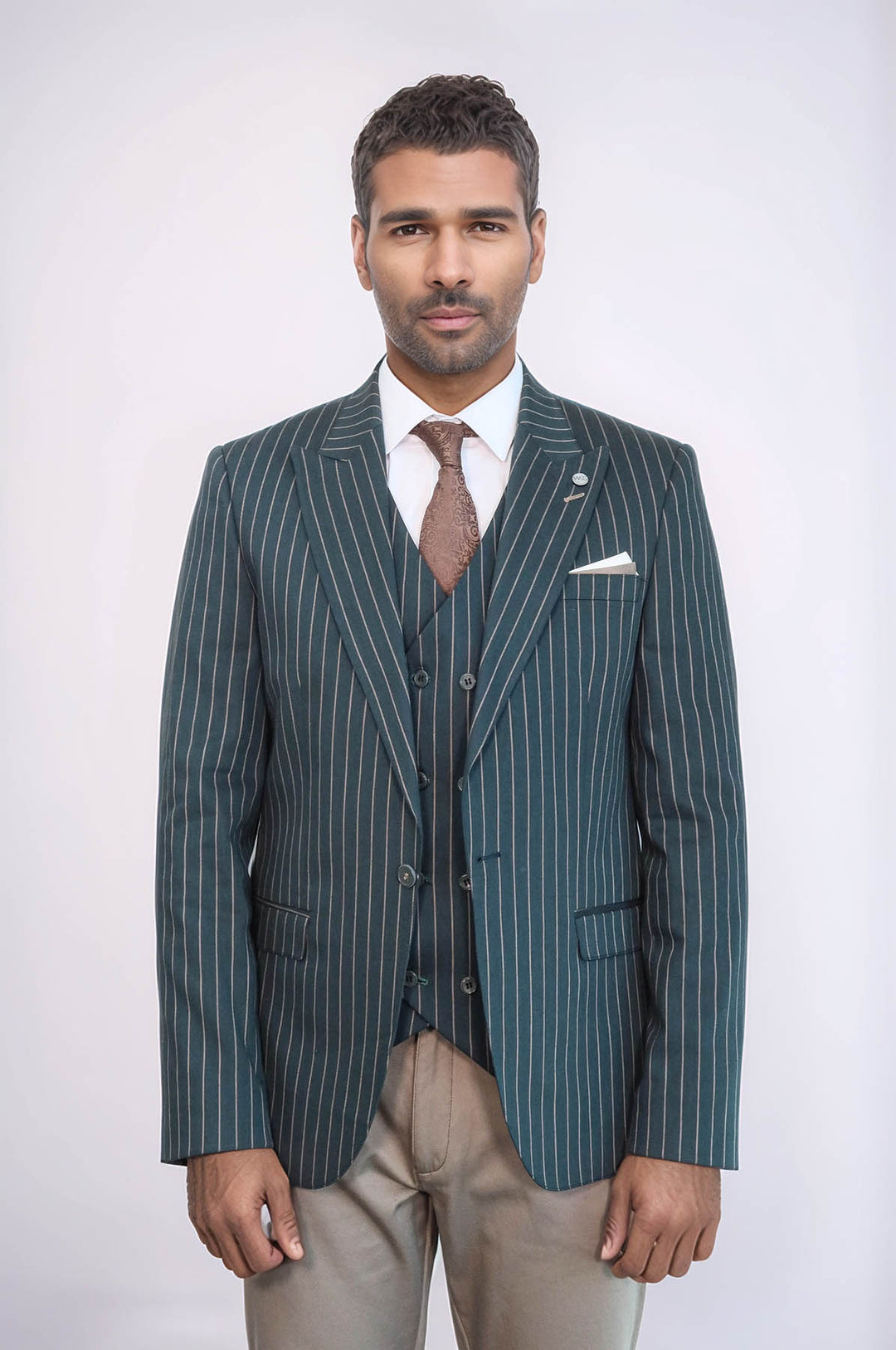 Chaqueta de rayas verde para hombre | Wessi