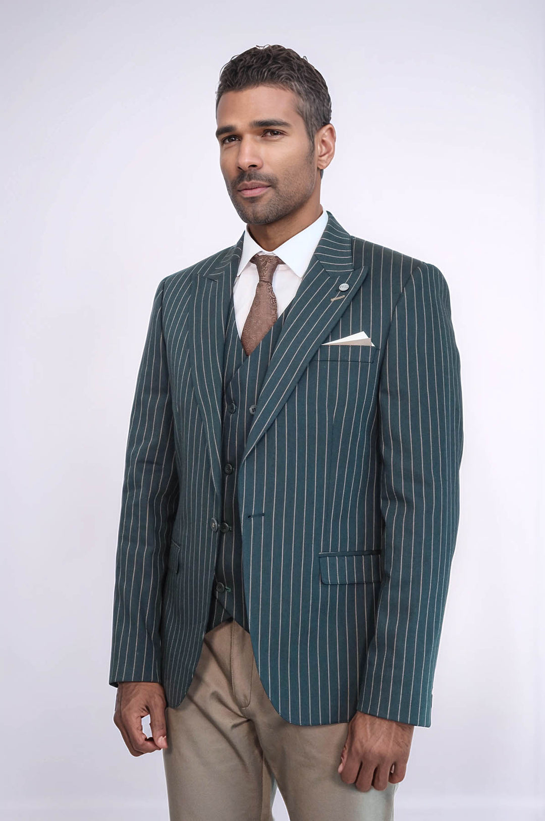Chaqueta de rayas verde para hombre | Wessi