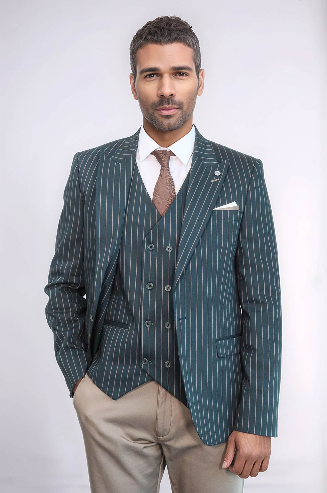 Chaqueta de rayas verde para hombre | Wessi