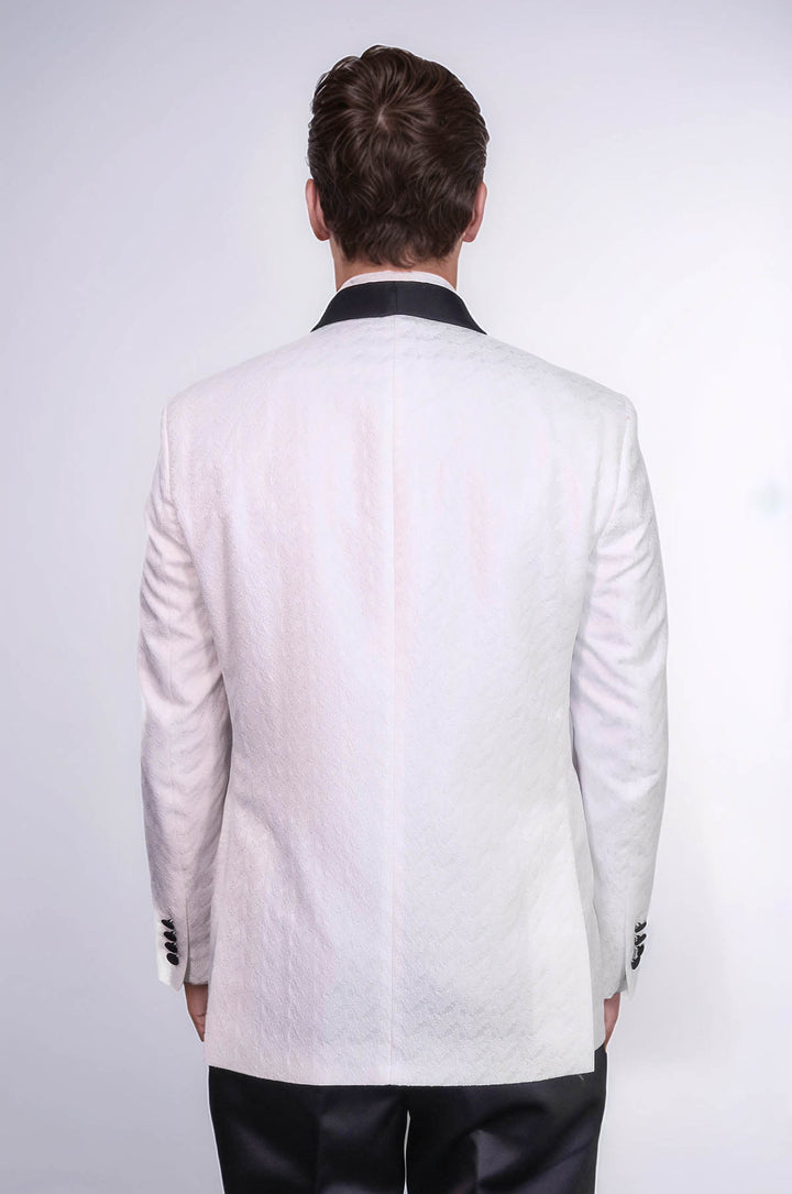 Traje de esmoquin cruzado con cuello chal de satén para hombre, color blanco - Wessi