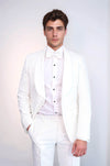 2 Piece Damask Patterned Velvet Shawl Collar White Men's Tuxedo Suit - Wessi