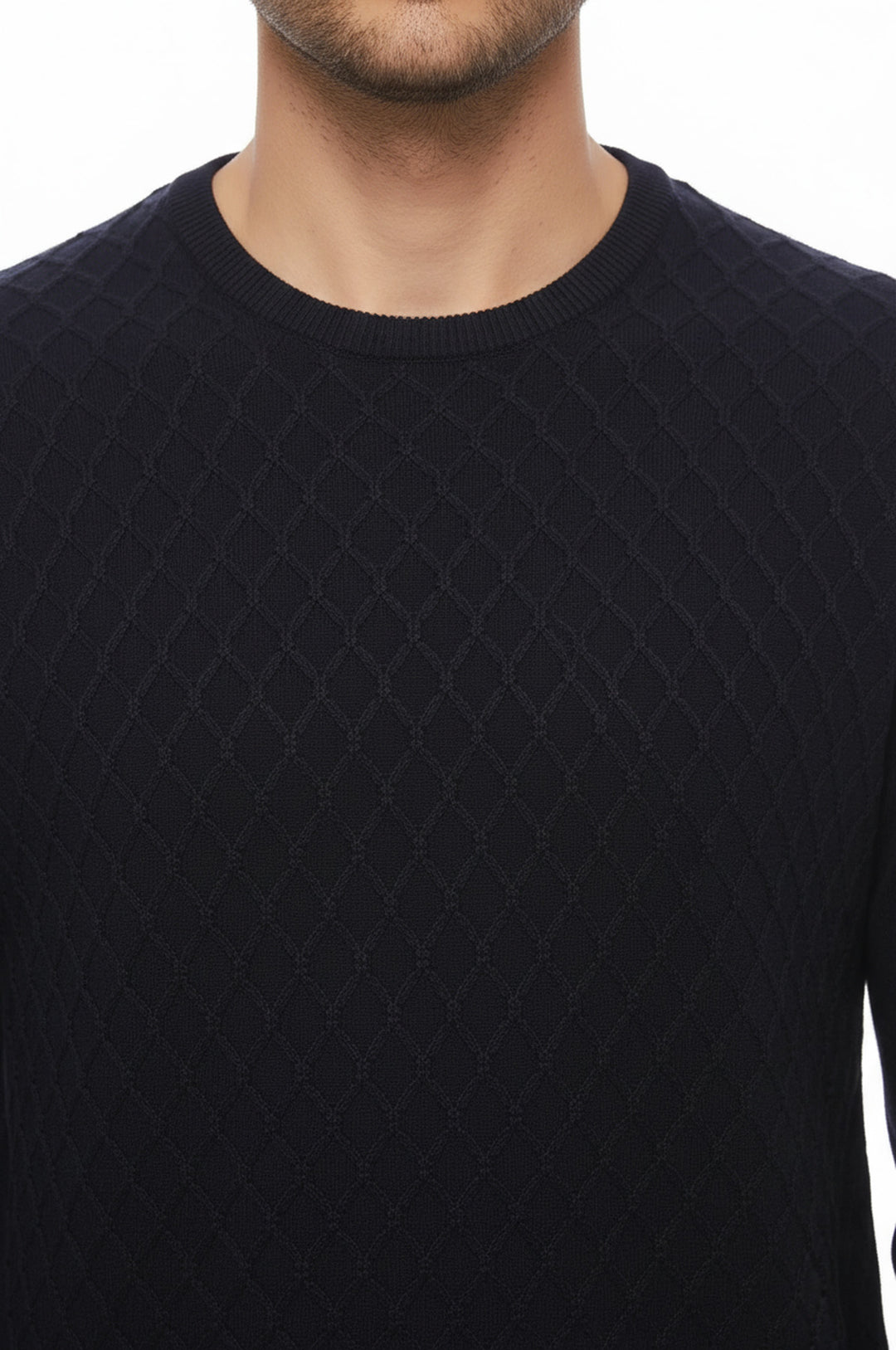 Elmas Desenli Daire Yaka Lacivert Kazak - Wessi