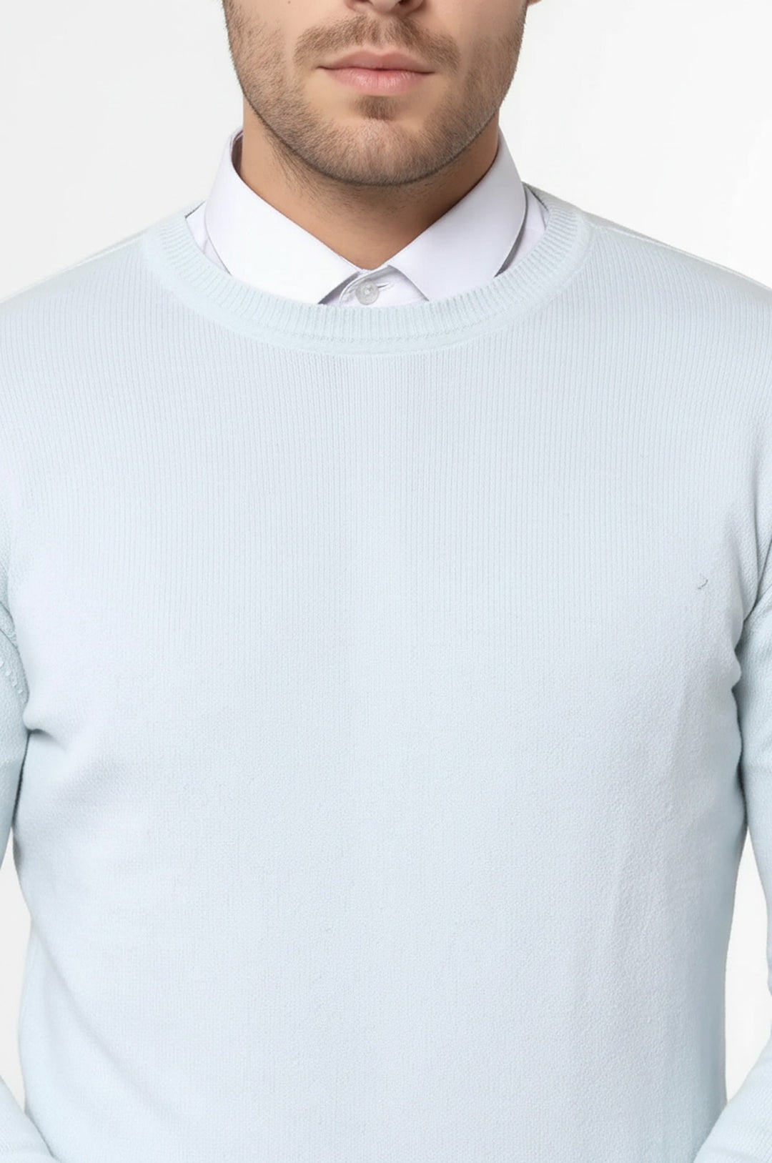 سترة ذات ياقة دائرية باللون الأزرق الجليدي - ويسي