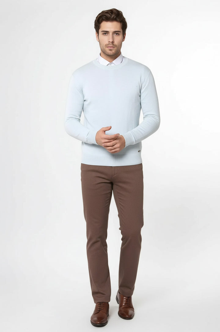 سترة ذات ياقة دائرية باللون الأزرق الجليدي - ويسي