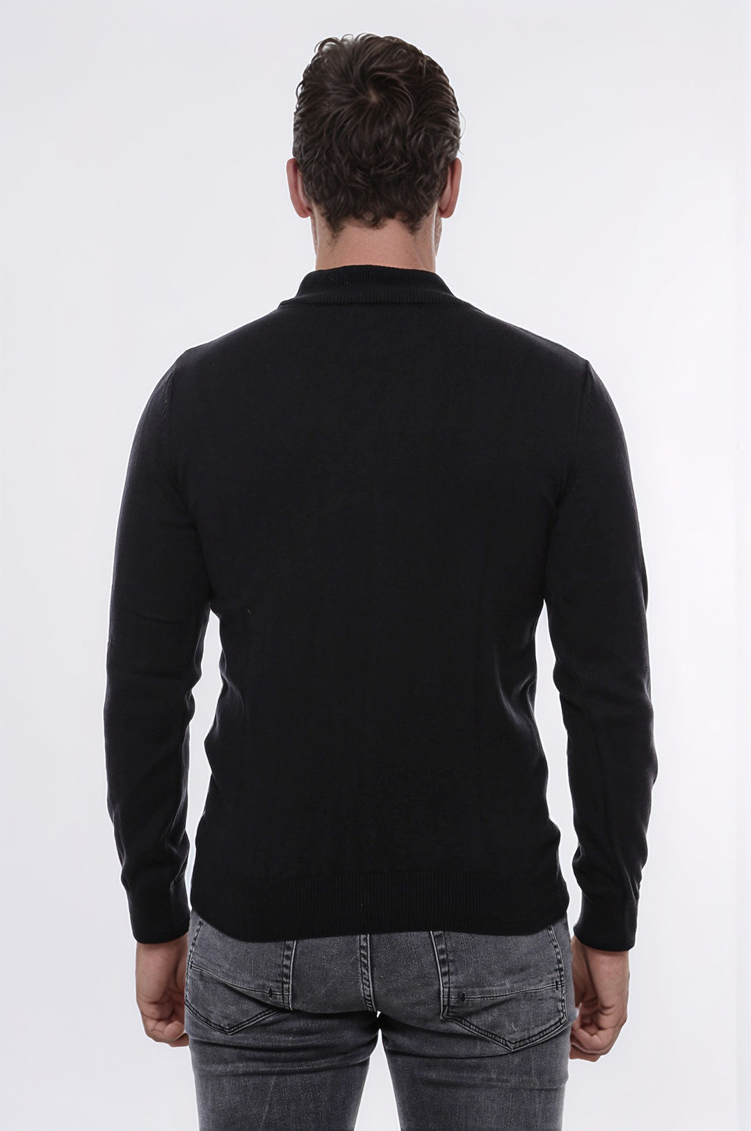 Half Turtleneck Black Knitwear Sweater - Wessi