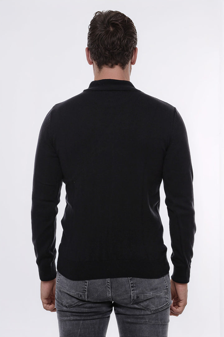 Half Turtleneck Black Knitwear Sweater - Wessi