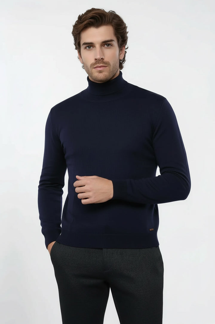 Turtleneck Navy Blue Sweater | Wessi
