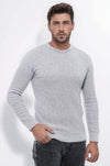 Circle Neck Patterned Light Grey Men Knitwear - Wessi
