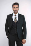 Three Piece Slim Fit Single Button Black Men Suit