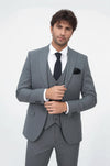 Three Piece Slim Fit Single Button Grey Men Suit